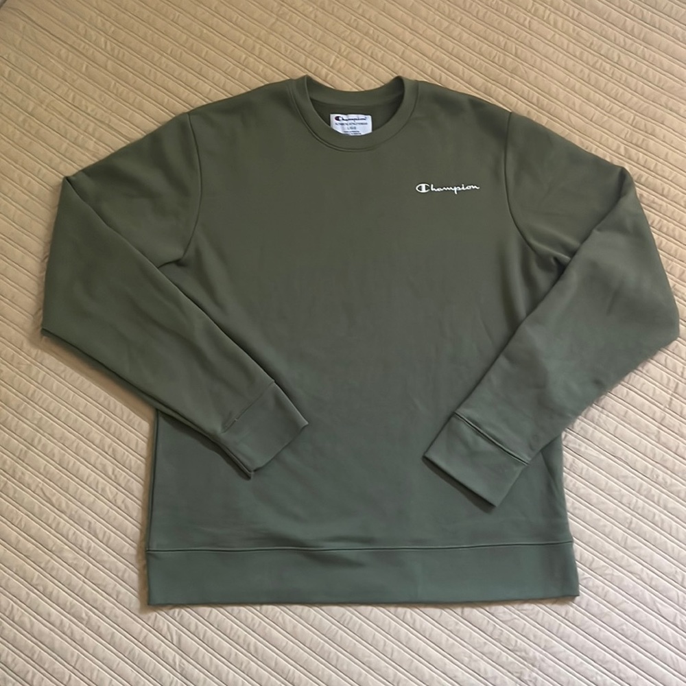 Men’s Champion Crewneck Sweatshirt - Olive Green - Size Large